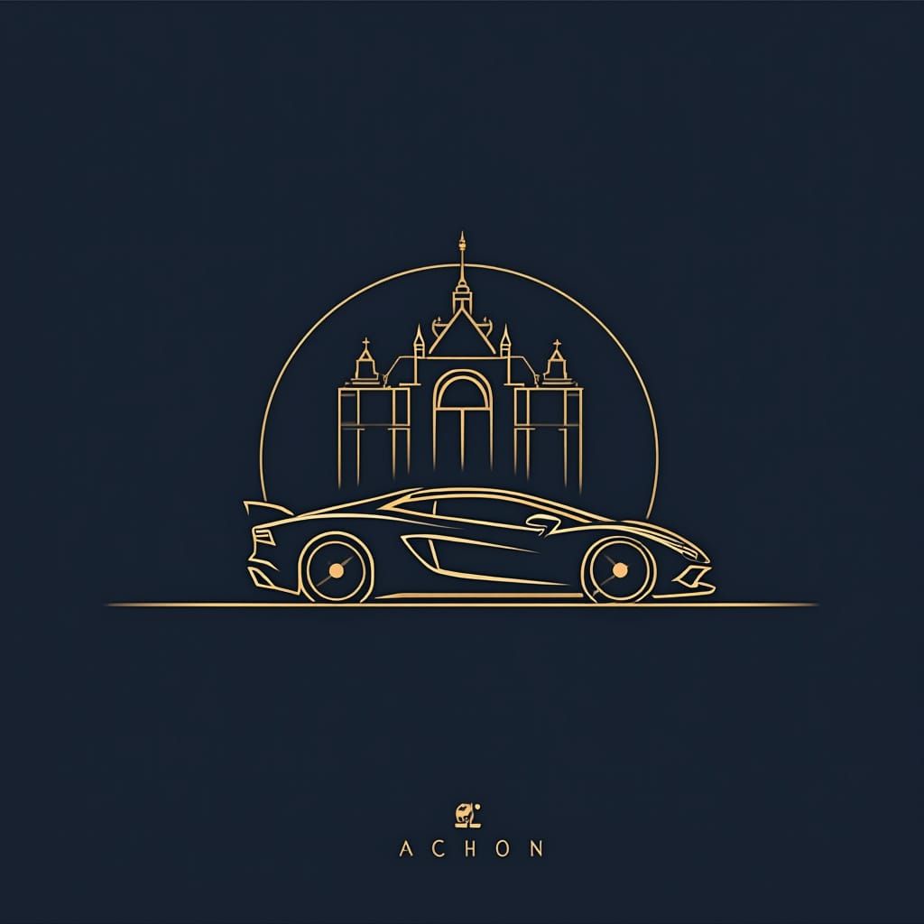 Elegant Richora Logo with Car and Mansion in Vector Style