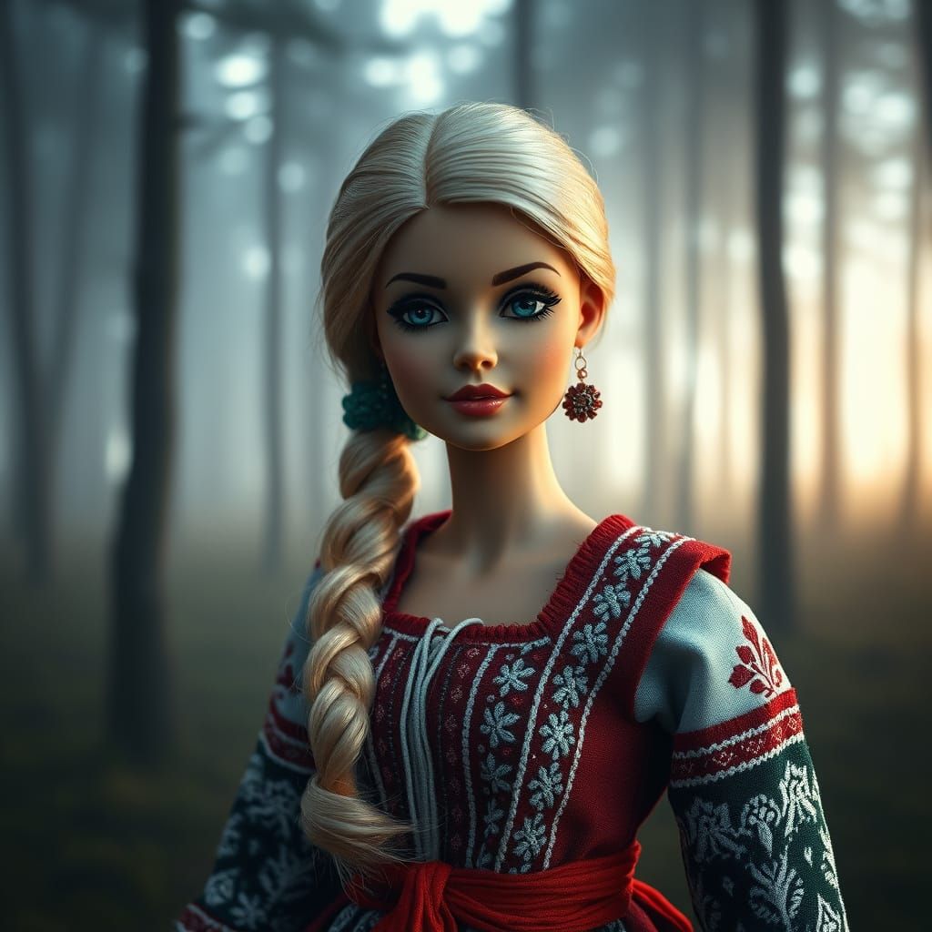 Blonde Barbie in Traditional Nordic Costume