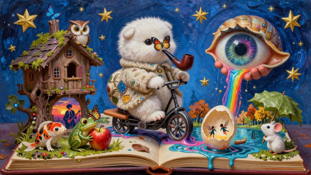 Surreal Dalí-Beksiński Double Exposure Impasto Painting