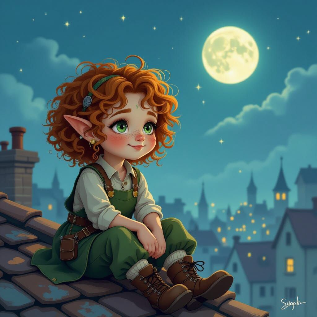 Halfling Tinkerer Pauses to Watch Moonrise