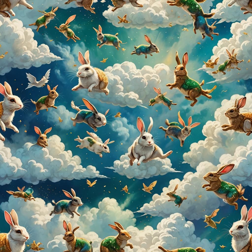Rabbits and Opossums Jumping in Heaven