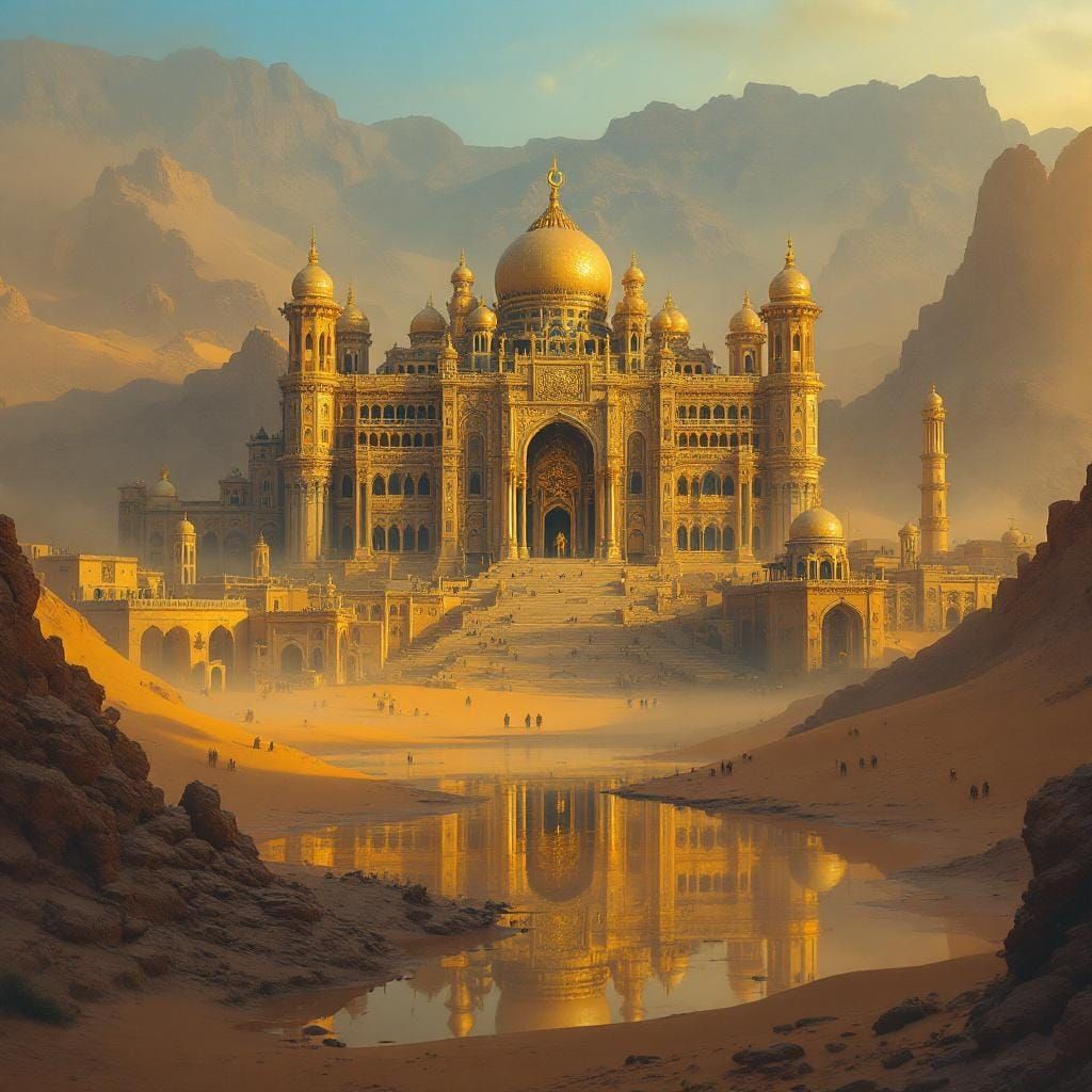 Yemeni Palace in Desert Landscape, Digital Matte Painting