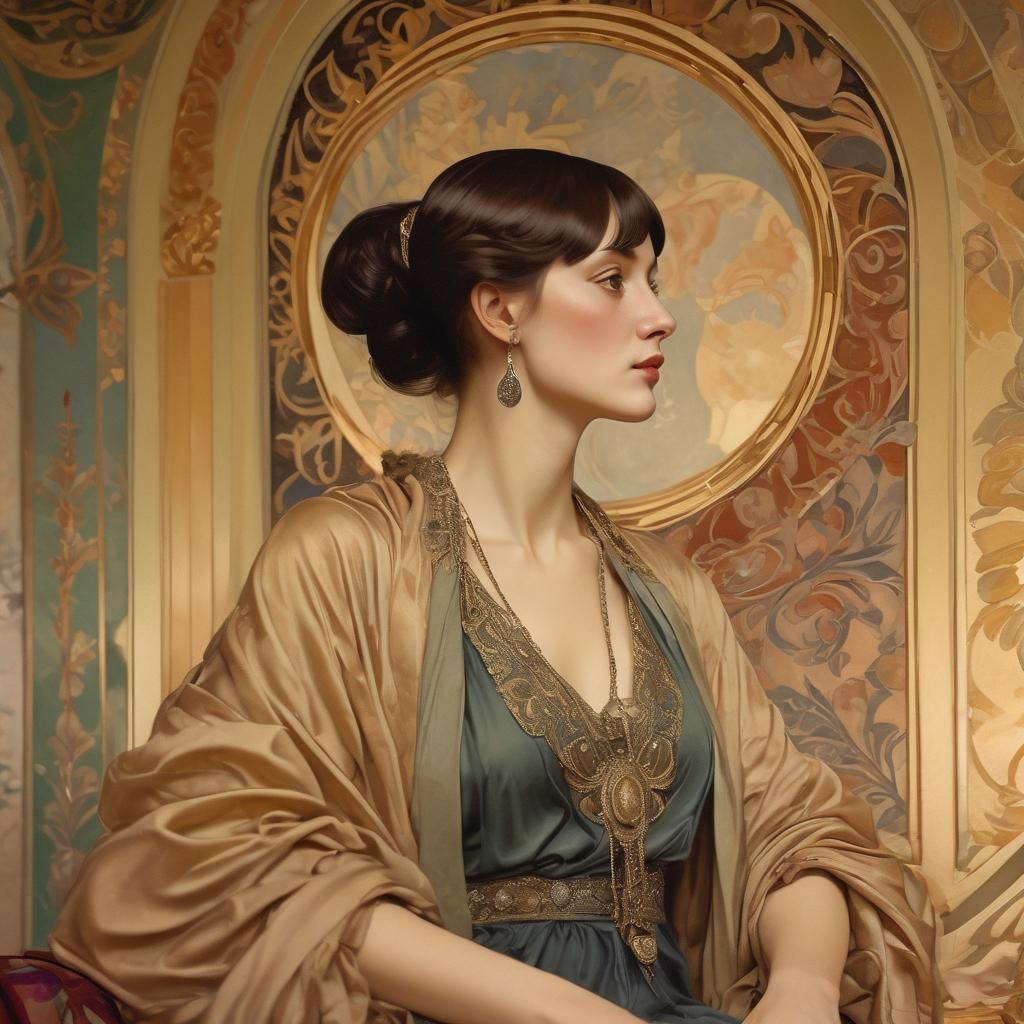 Art Nouveau Portrait of Anna Akhmatova Singing