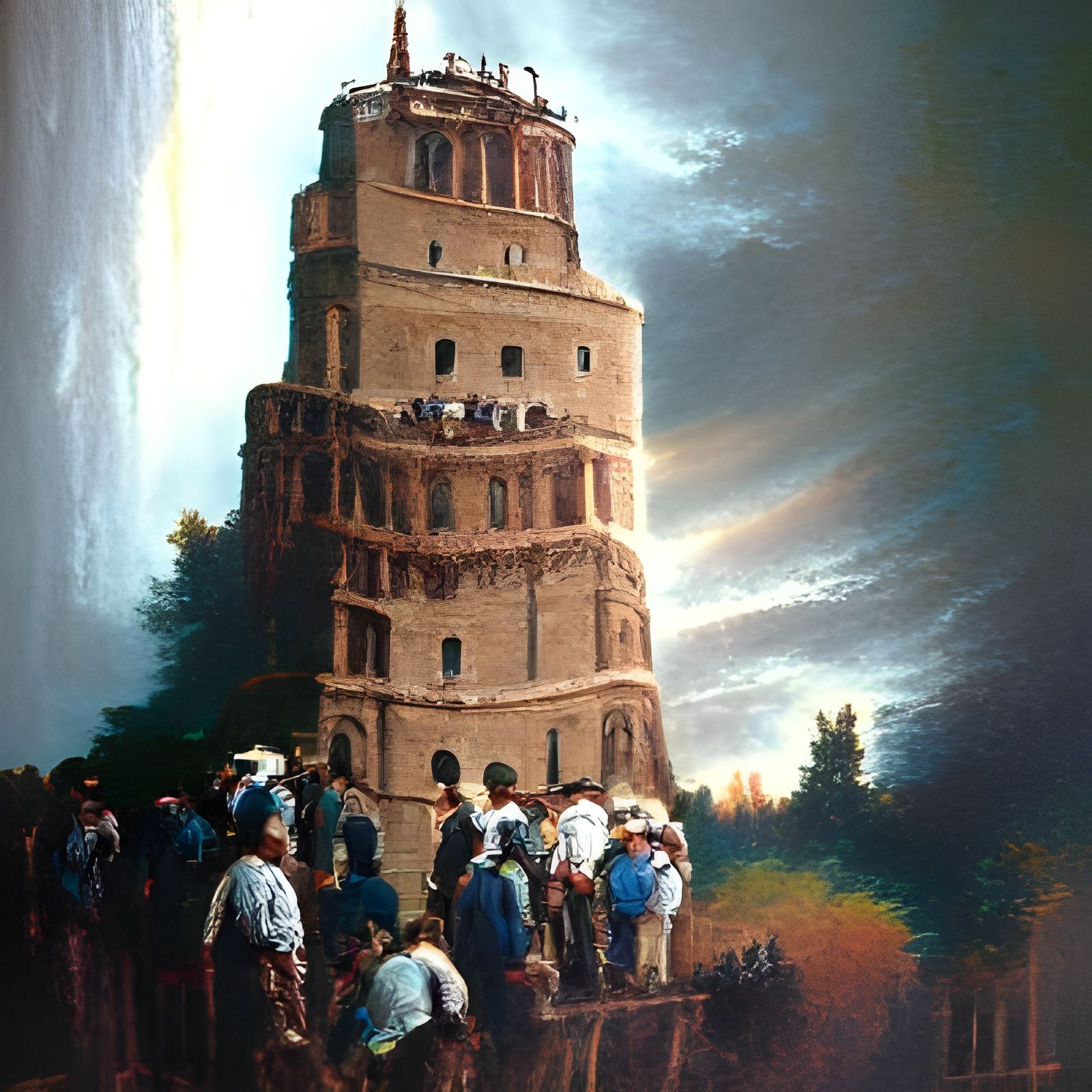 Tower of Babel Oil Painting with Holy Light