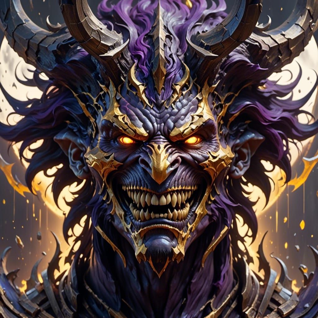 Excited Laughing Face in Dark Fantasy Style