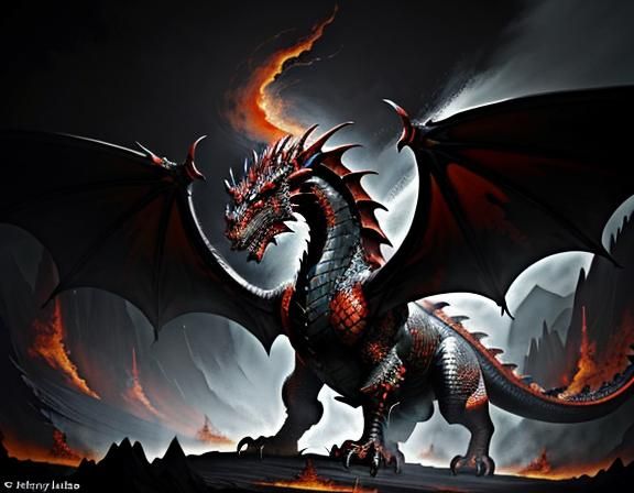 Dragon in Frazetta-Inspired Fantasy Art Style