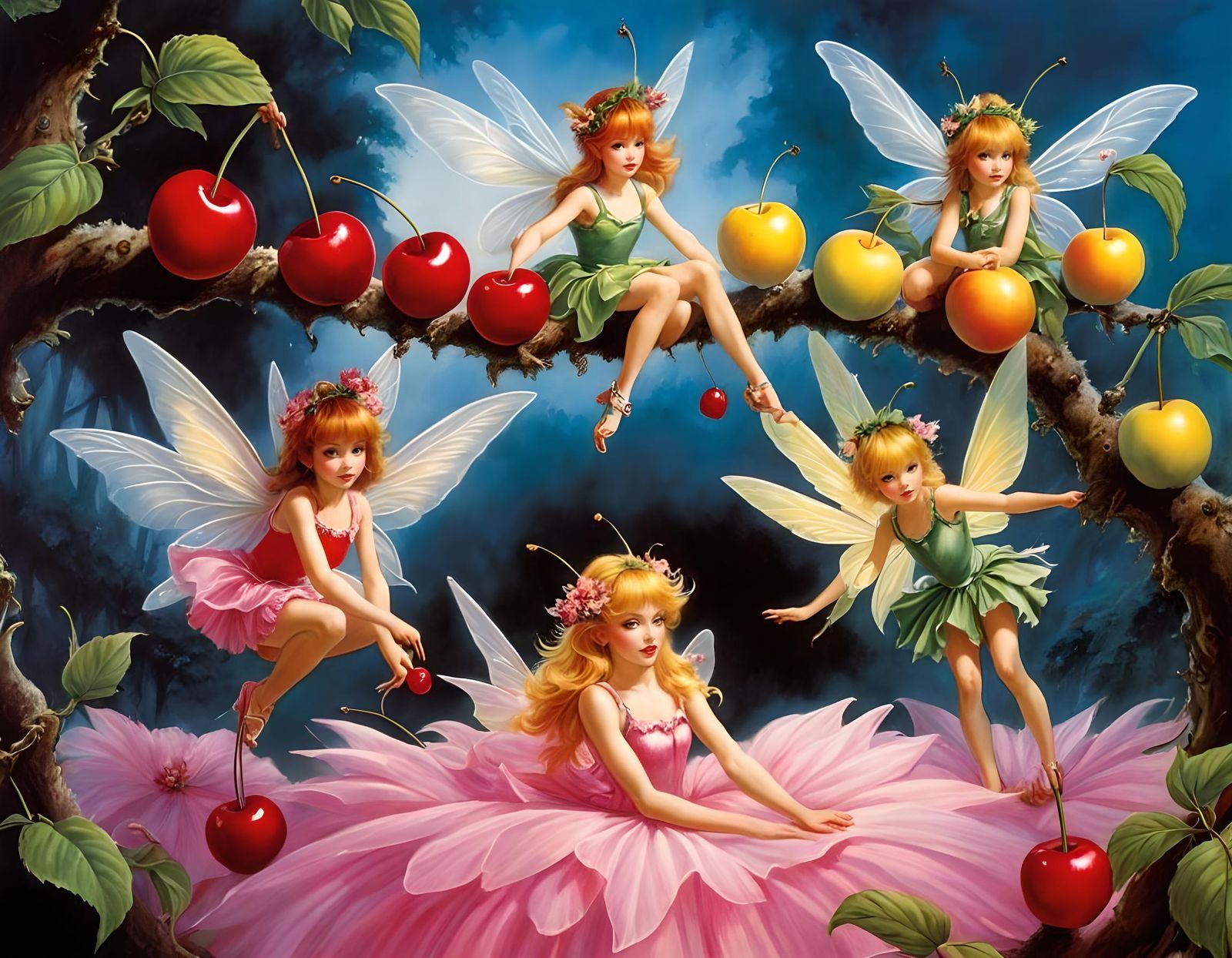Cherry Fairies in Magical Fantasy World