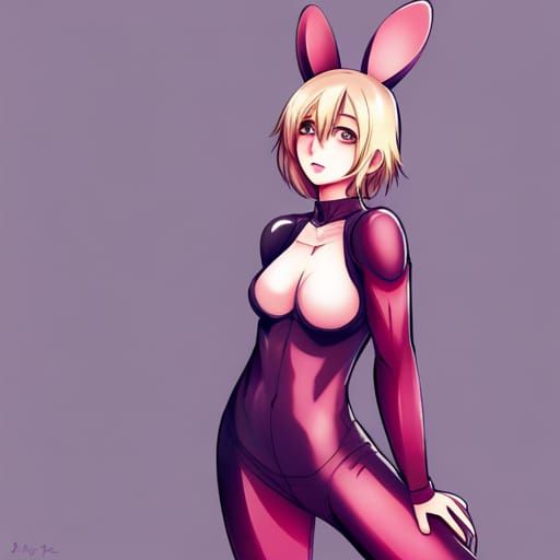 Furry Anime Girl in Latex Bunny Suit