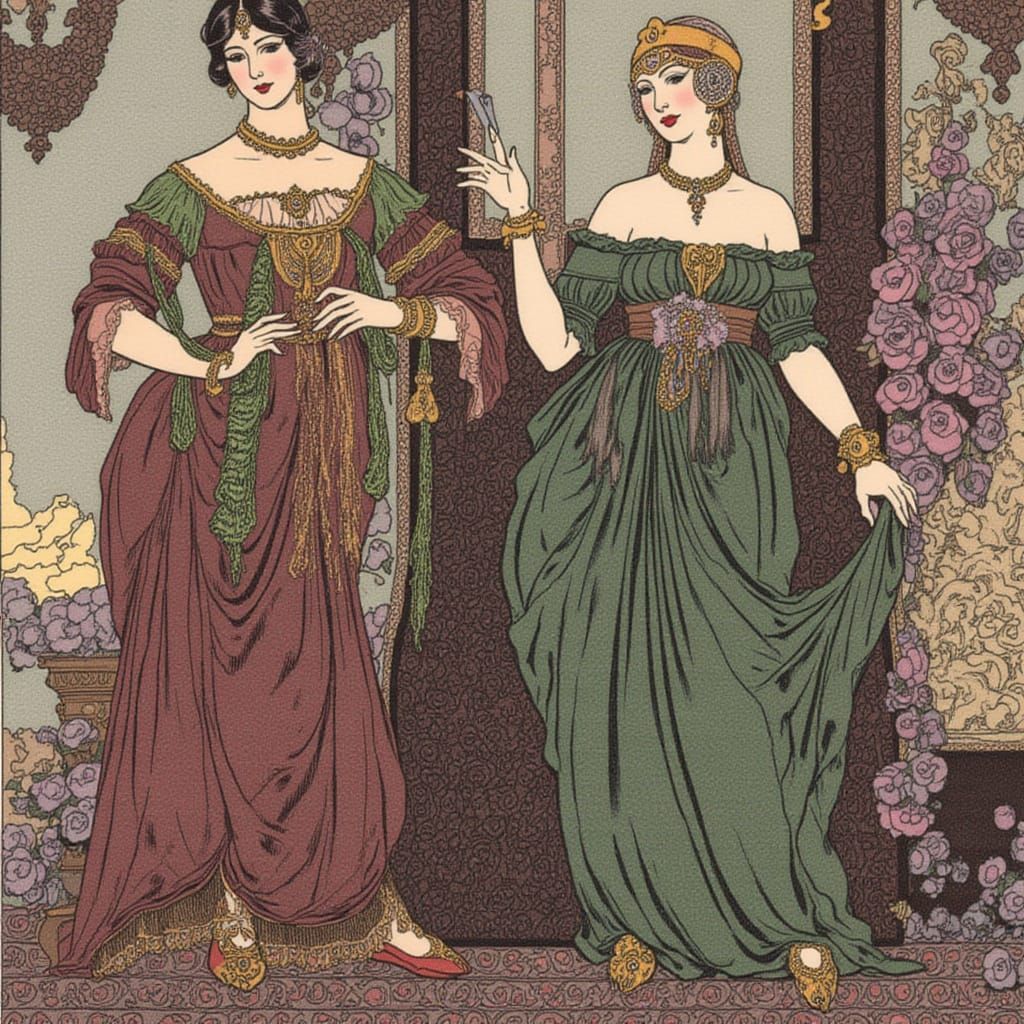 AI Generated Gothic Fashion and Art Deco Fusion