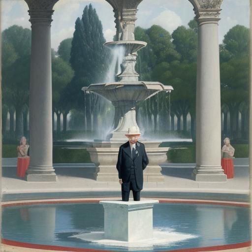 Fontainebleau Fountain Scene in Rothko and Ingres Style