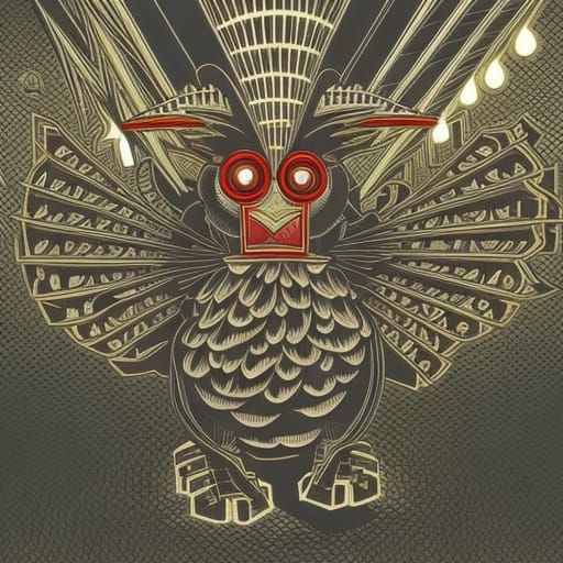 Robotic Rooster in Hoodie: Cel-Shaded Illustration