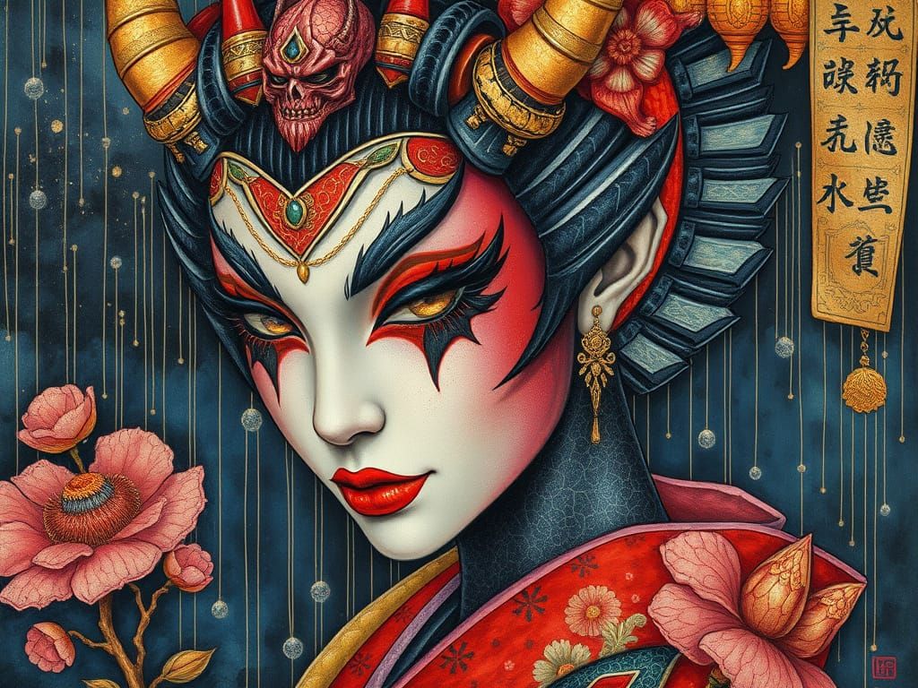 Astral Dreamscapes Oni Geisha Unveiled in Iridescent Art Nou...