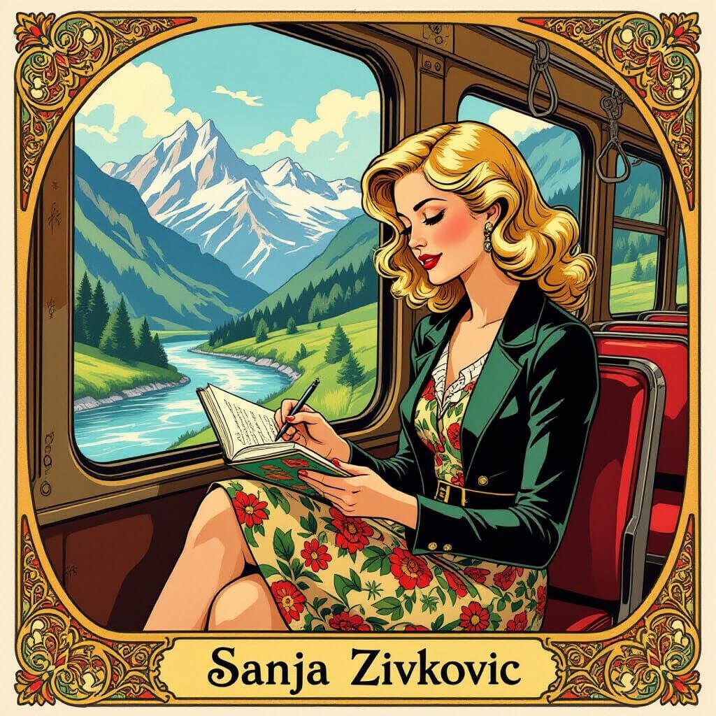 Art Nouveau Writer Sanja on a Train Journey
