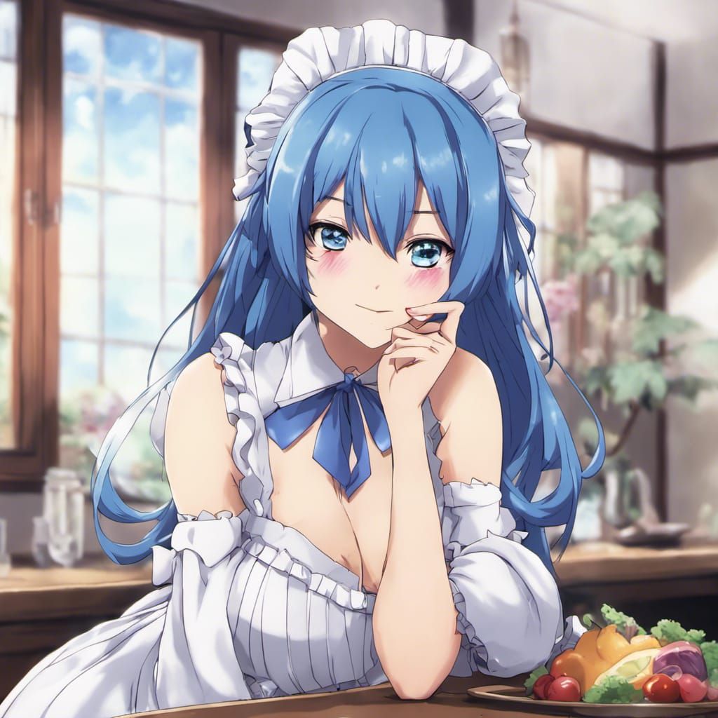 Tsukuyo Aoba Maid Outfit in Zen Temple Setting