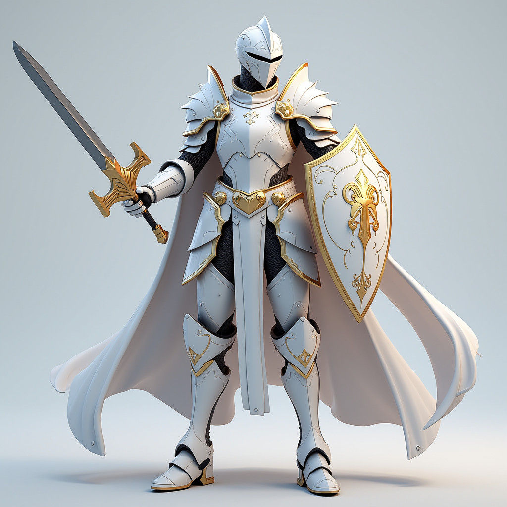 BTS Idol as Anime Knight in White Armor