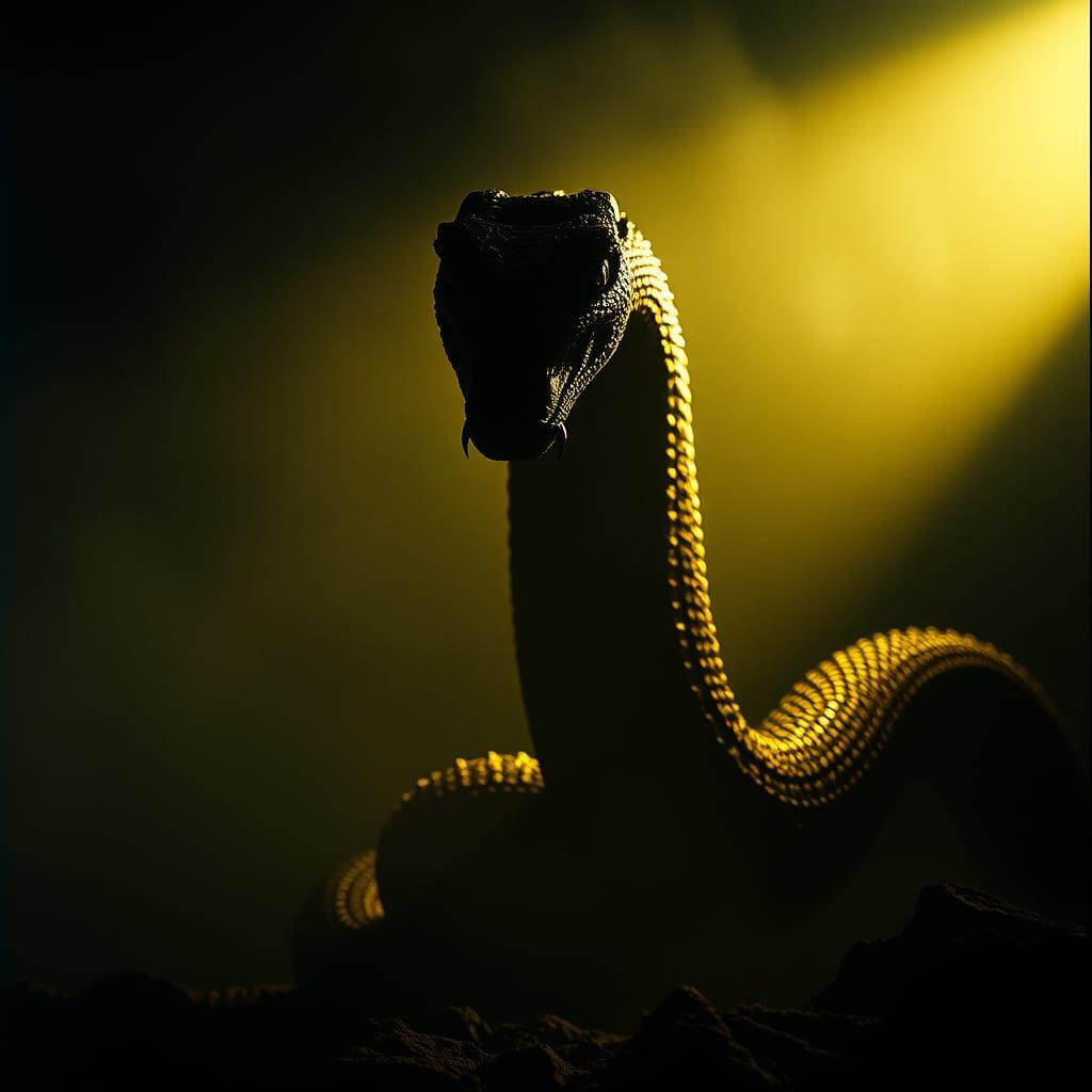 Dramatic Black Serpent in Cinematic Lighting