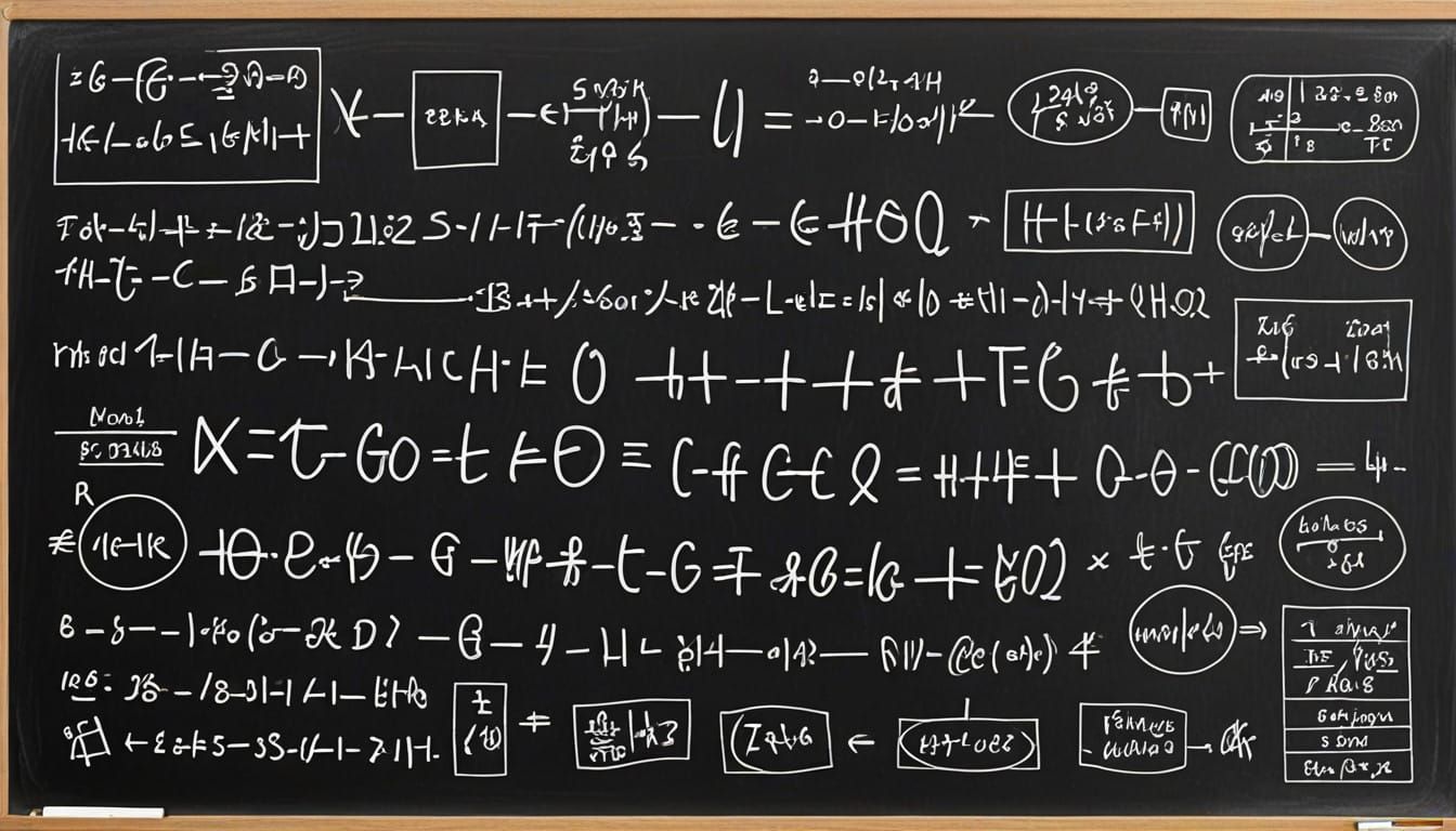 Mathematical Equation in Chalk on a Blackboard in a Japanese...