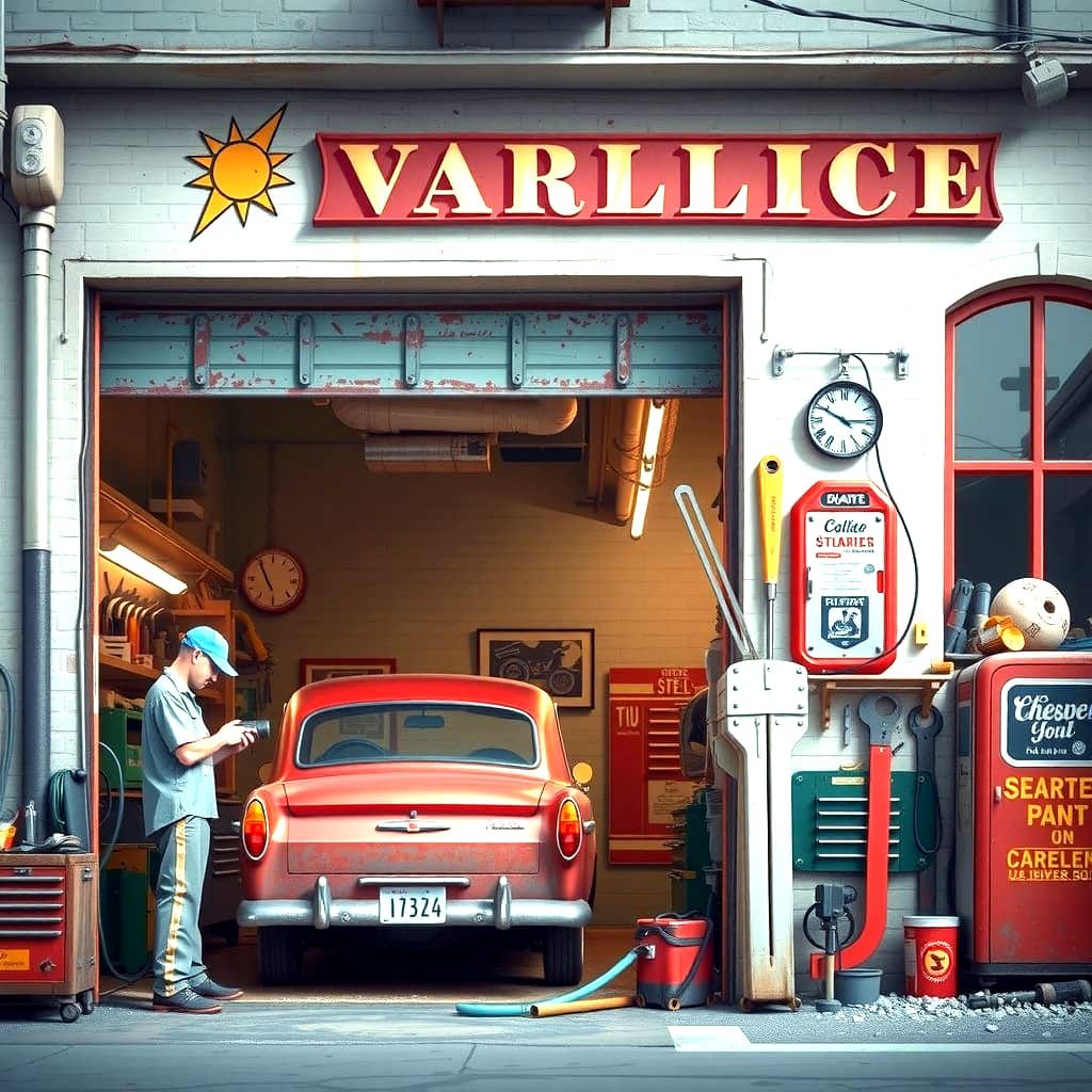 Realistic Garage and Mechanics at Work