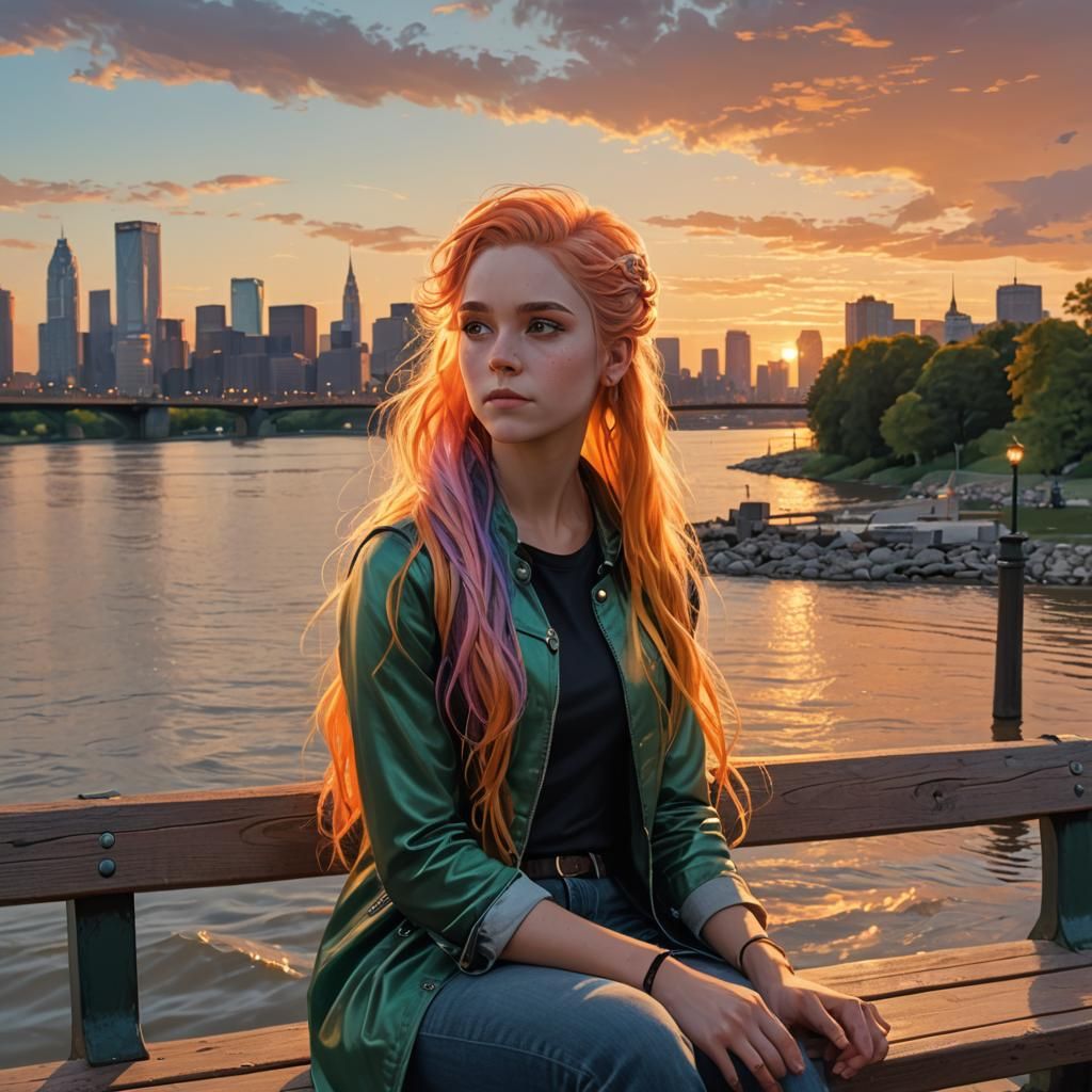 Sunset River Portrait in Modern Concept Art