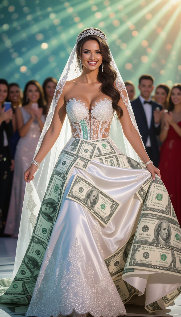 Macedonian Bride Dances in Dollar-Adorned Dress