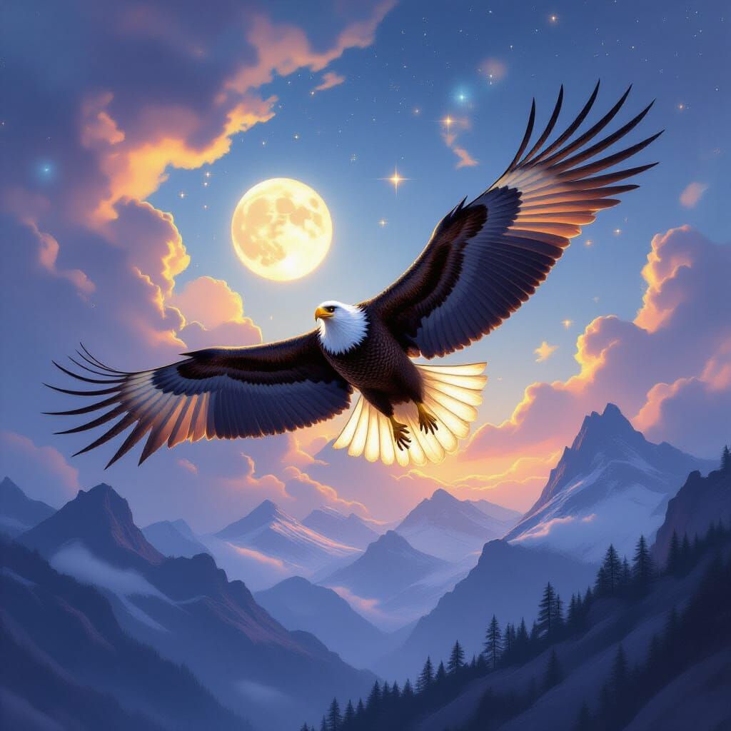 Majestic Eagle Soars Through Cosmic Nebula Sky