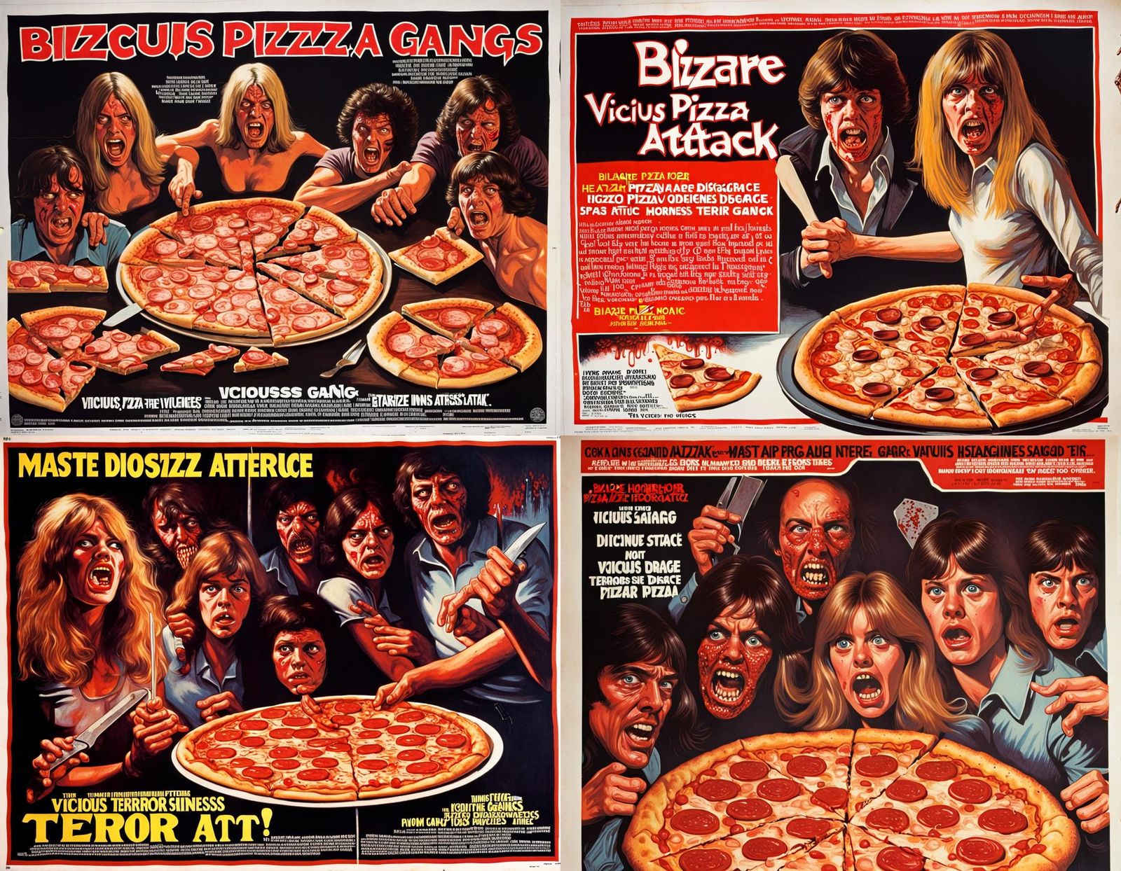 Bizarre Pizza Horror: A 1970s Movie Poster