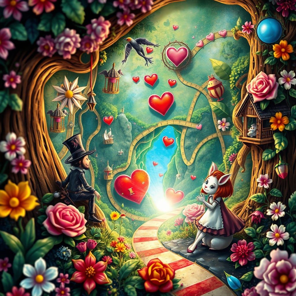 Whimsical Wonderland Fantasy Map in Vibrant, Detailed Style