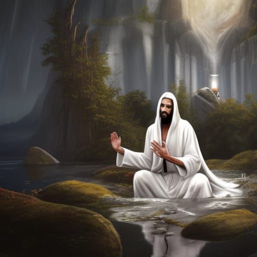 Futuristic Baptism of Jesus in a Matte Painting