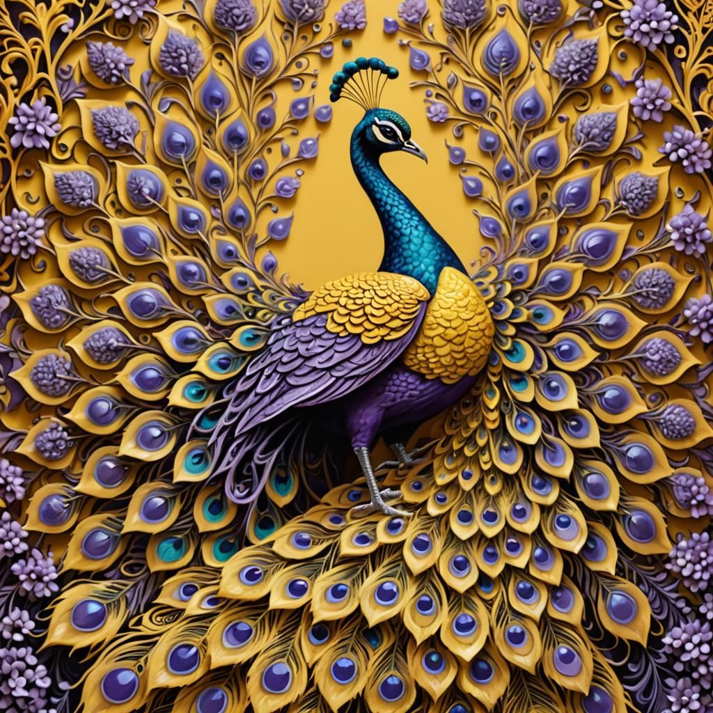 Majestic Peacock in Alhambra: 3D Fantasy Art