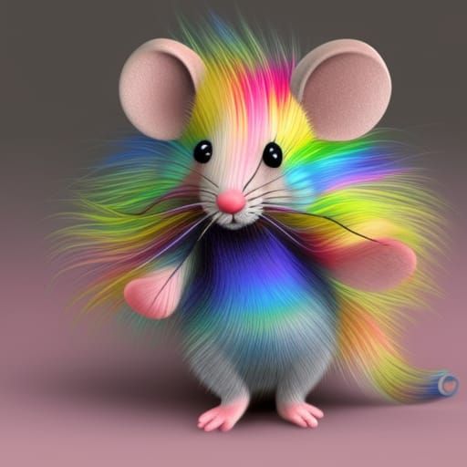 Rainbow Mouse in Hyperrealistic Detail
