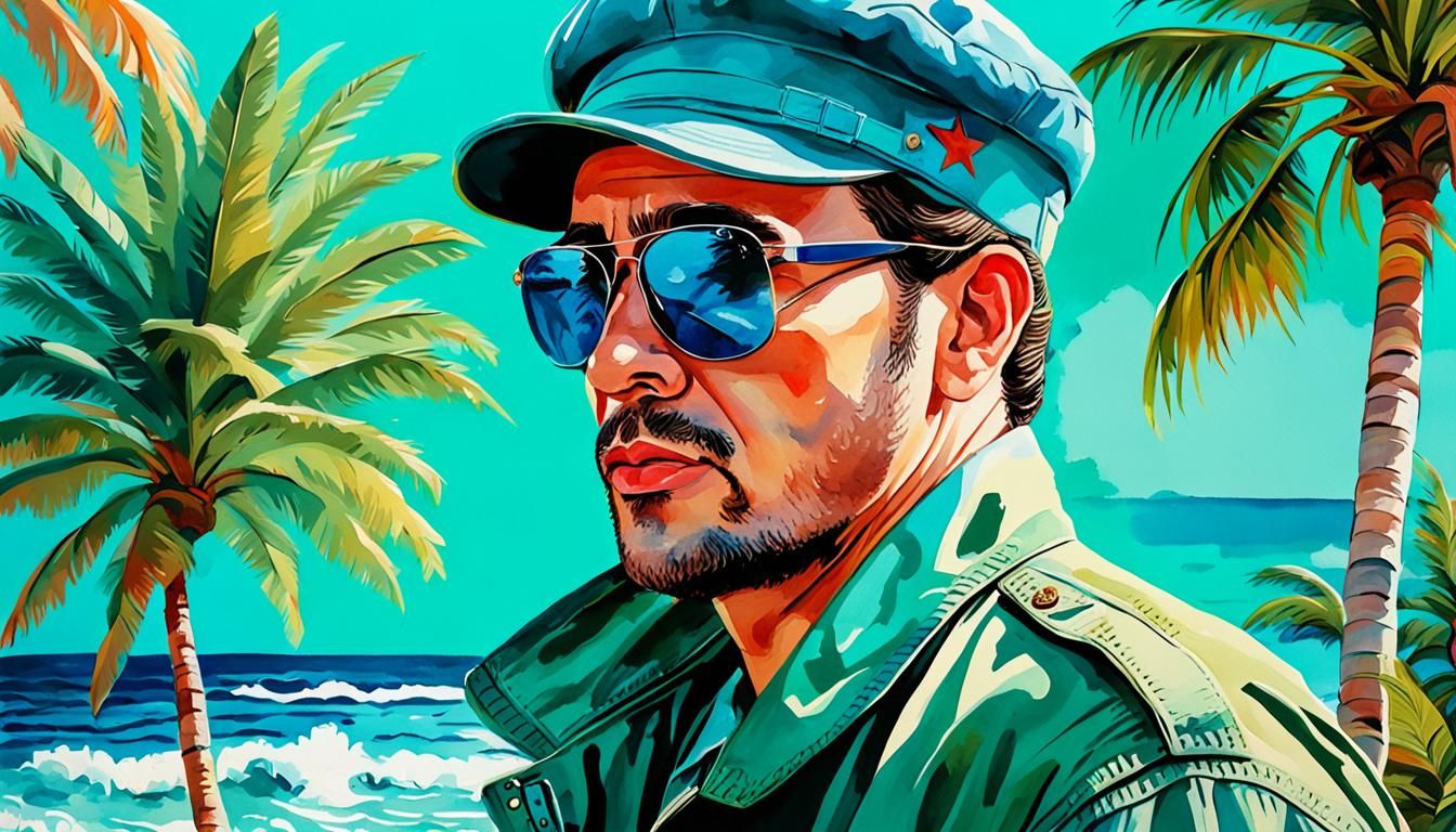 Che Guevara Portrait in Watercolor Pop Art Style