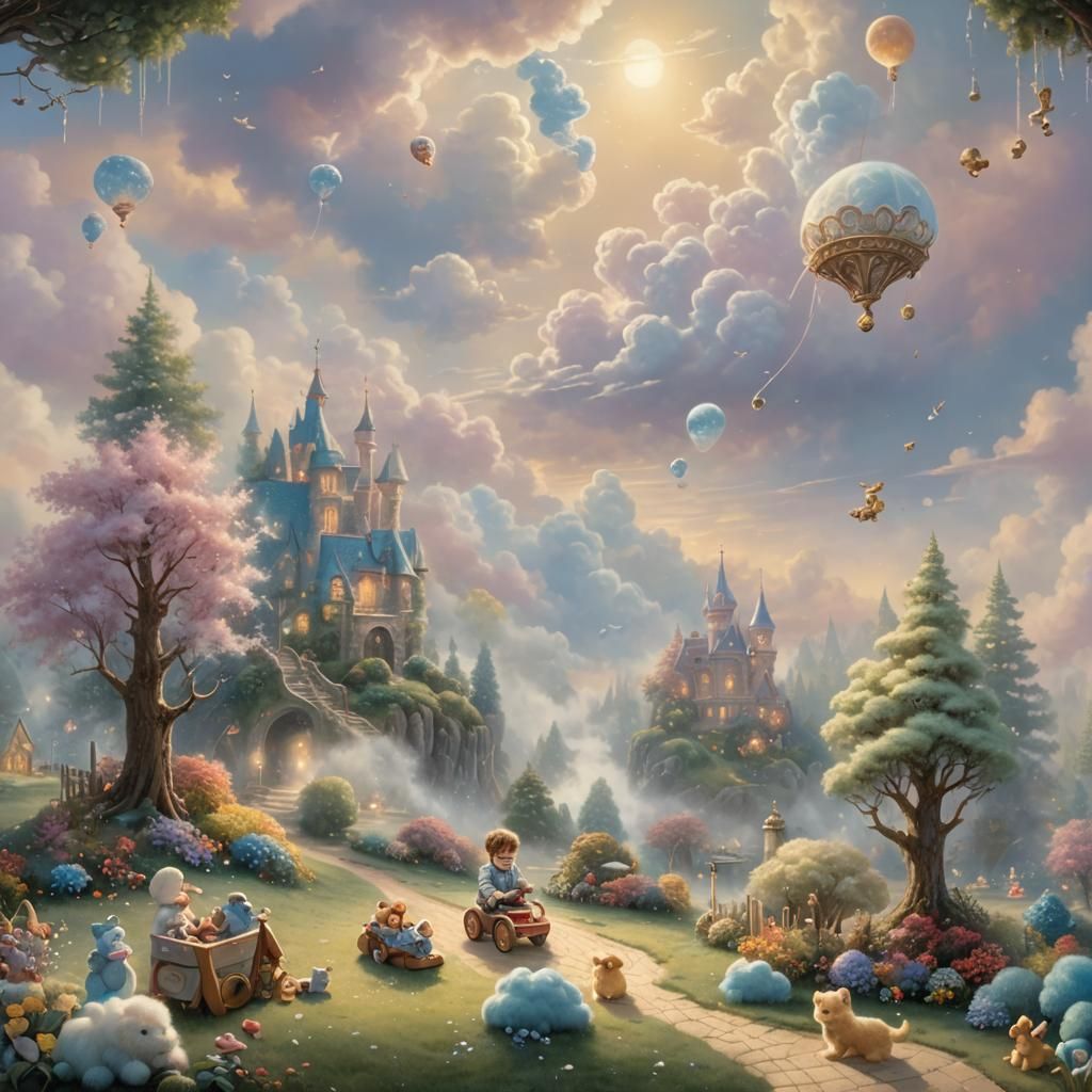 Baby in Dreamy Landscape, Ethereal Fantasy Art