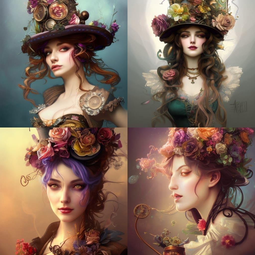 Floral Steampunk Fairy Queen Portrait in 8K