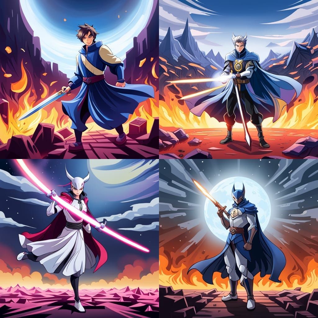 Mewtwo as Ninja Master with Lightsabers in Graffiti Art