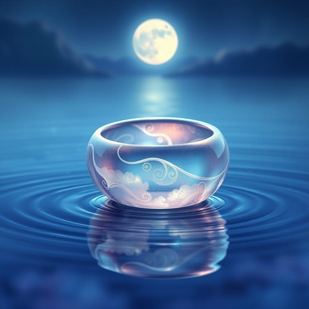 Magic Ring Floating on Moonlit Lake