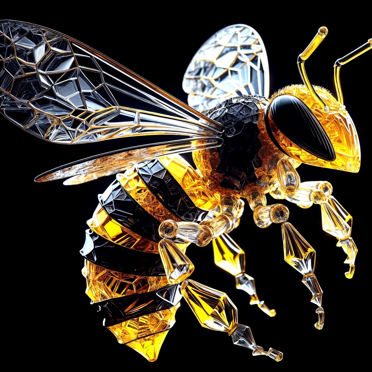 Crystal Bee 3D Render in Ultra-High Resolution