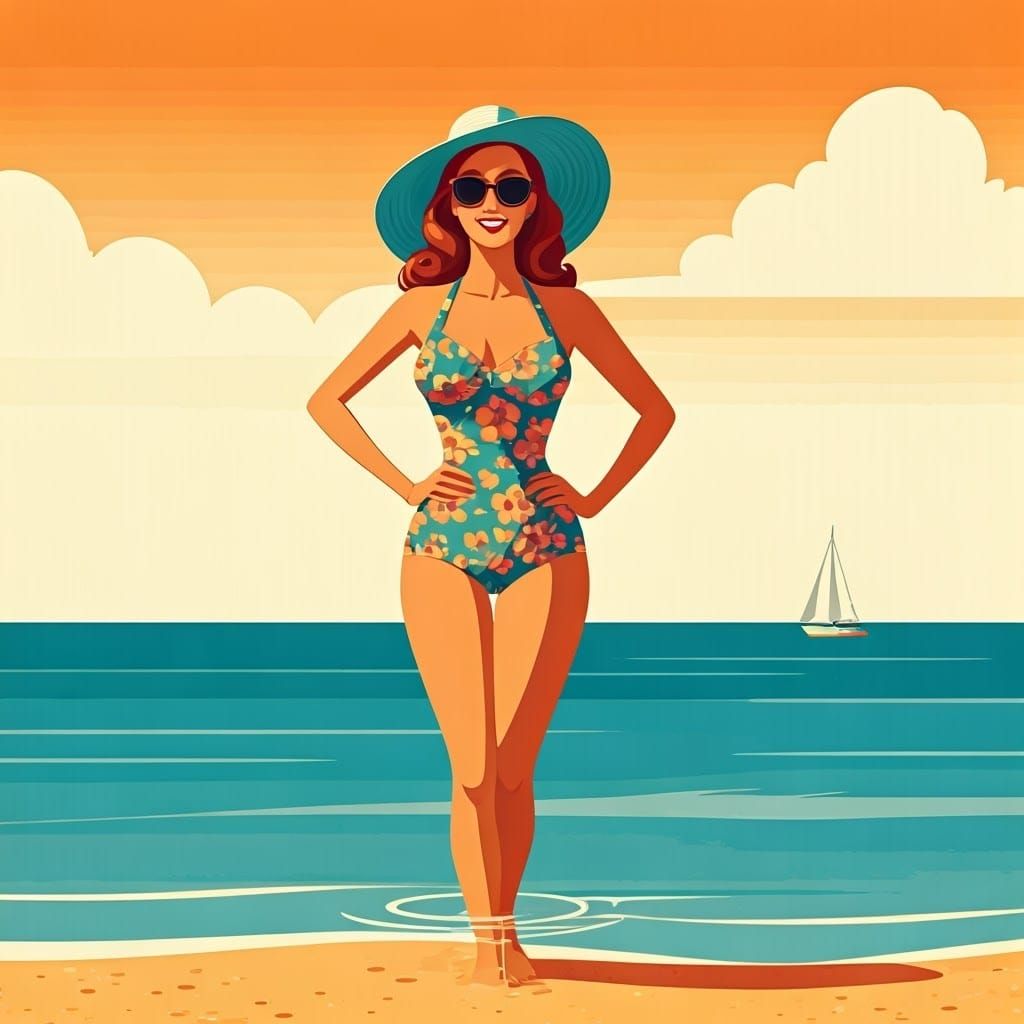 Retro Beach Holiday Travel Poster