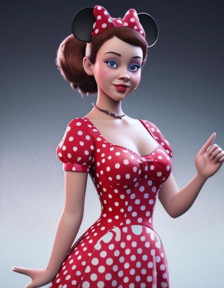 Minnie Mouse in Polka Dots: 3D Digital Art
