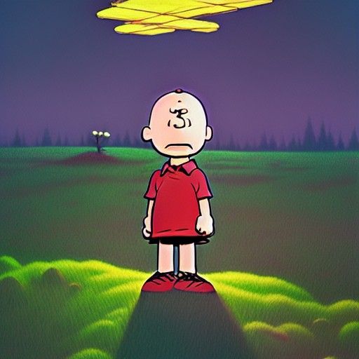 Surreal Charlie Brown Landscape Inspired by Moebius