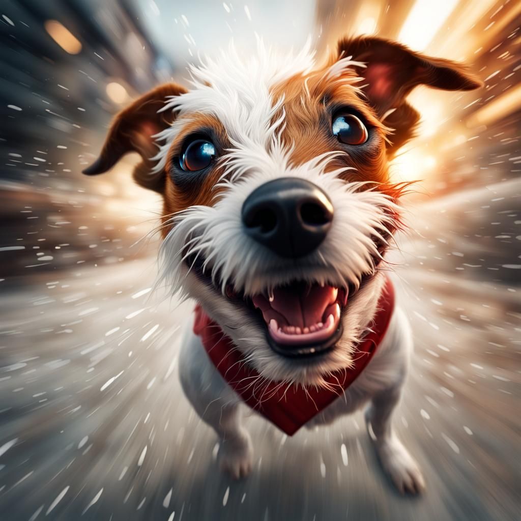 Enraged Holiday Jack Russell Terrier Close-Up