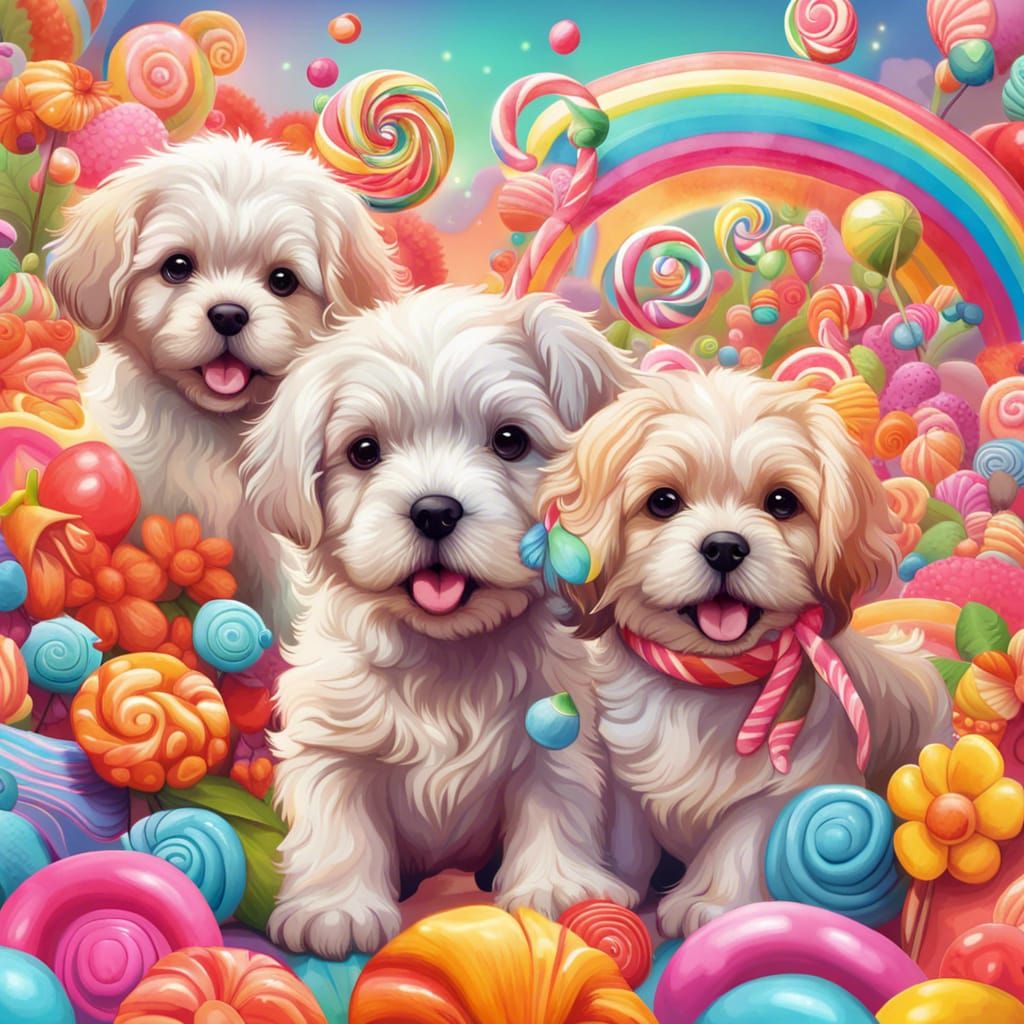 Puppies in Candyland: Whimsical Nursery Art