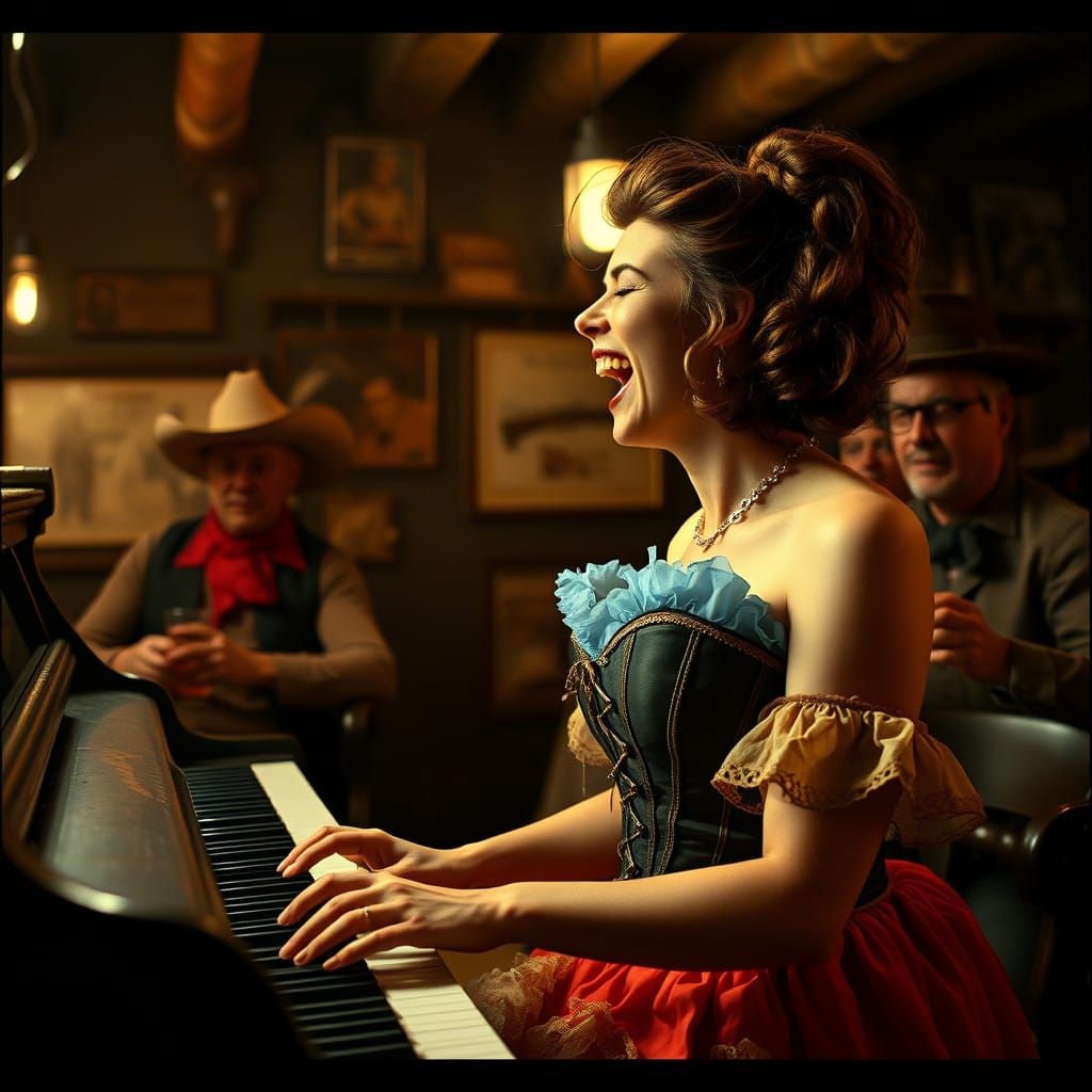 Sultry Saloon Siren in Old West Elegance