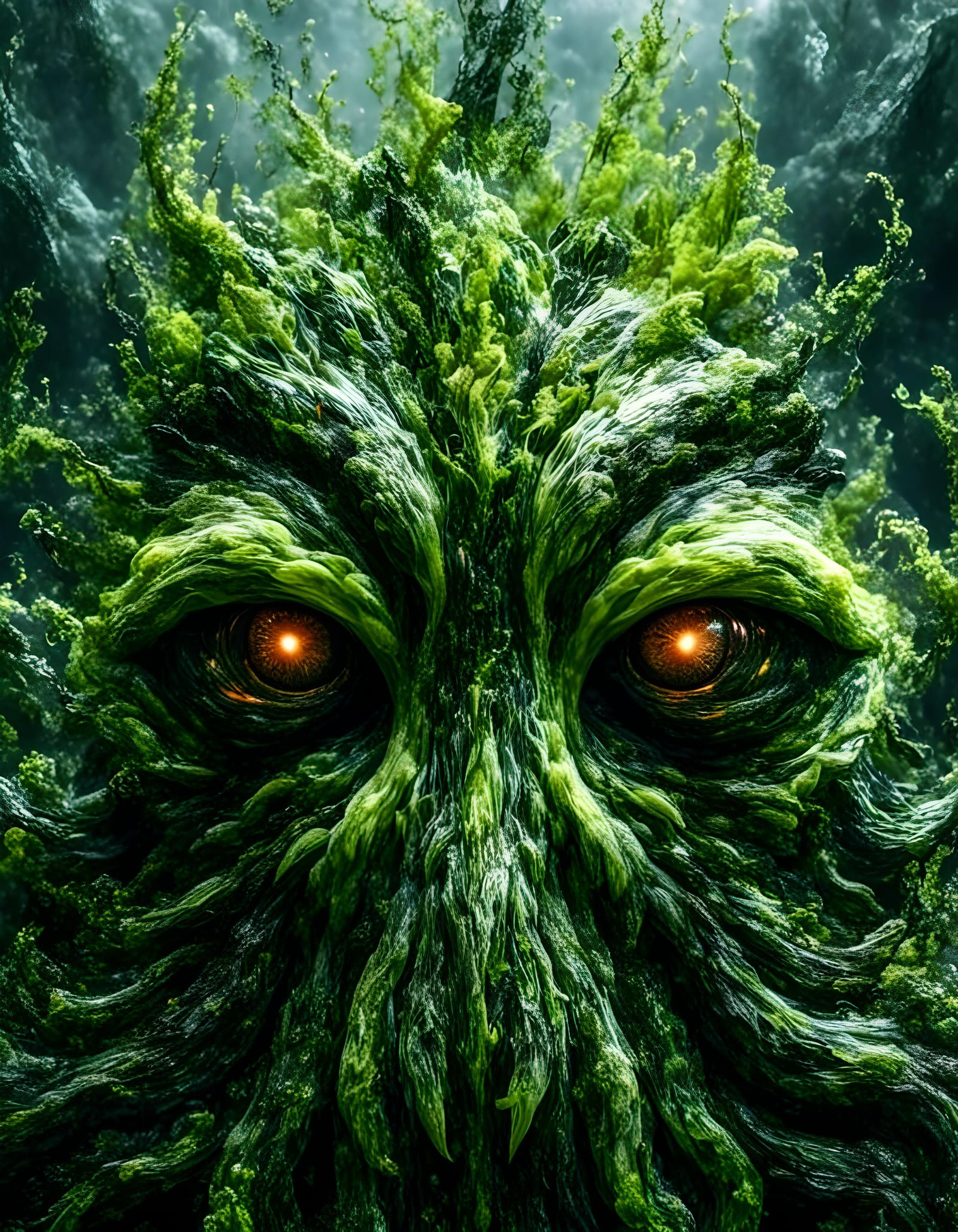 Ethereal Flame Alien Face in High-Resolution Photography