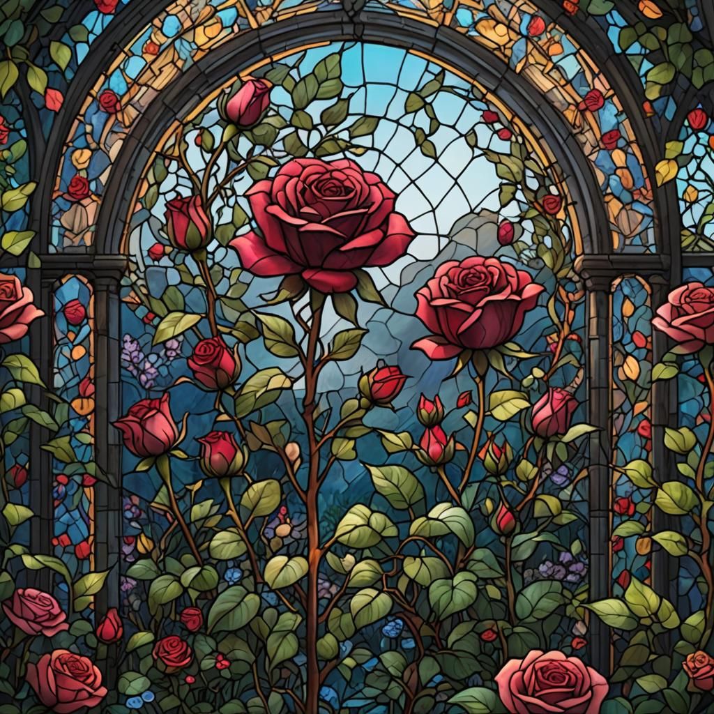 Stained glass rose garden