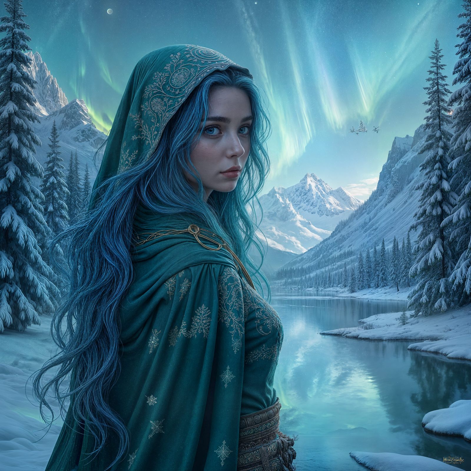 Mystical Woman in Winter Landscape: Fantasy Concept Art