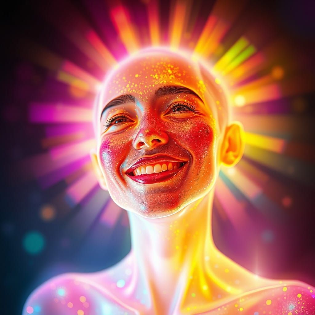 Ethereal Being Embodies Vibrant Joy in a Kaleidoscope of Col...