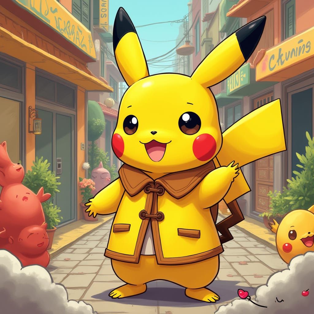 Pikachu in Whimsical Pop Art Style