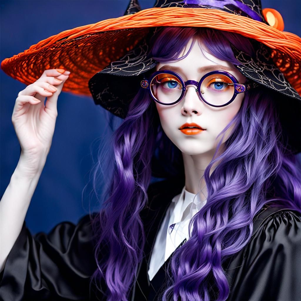 Anime Witch in Style of Klee, Klimt and Renoir