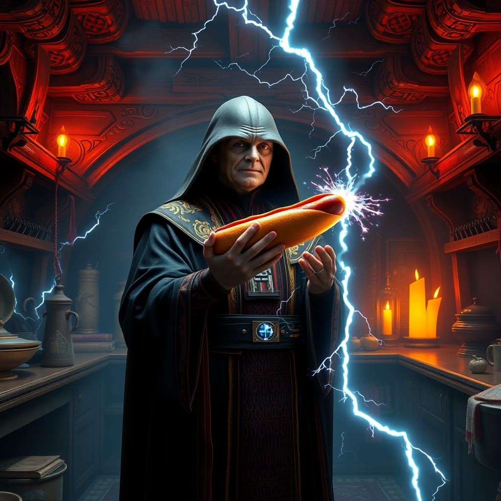 Emperor Palpatine Conjures a Fiery Hot Dog with Dark Side En...