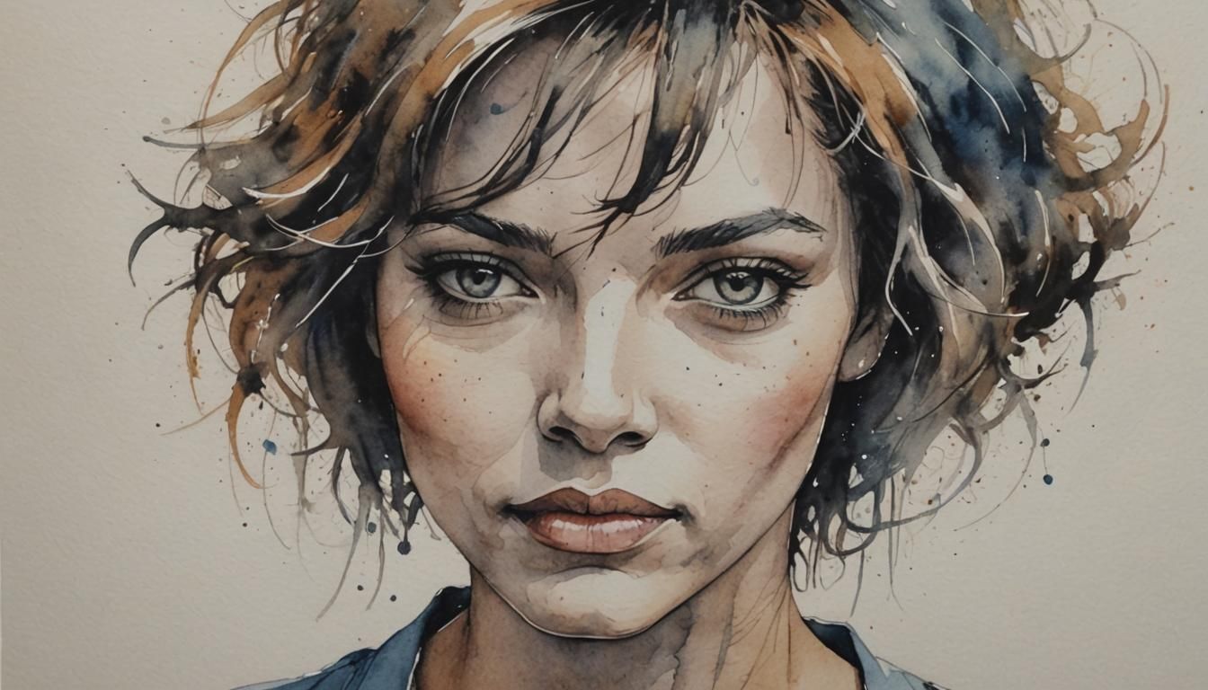 Fallen Angel in Abstract Impressionistic Watercolor